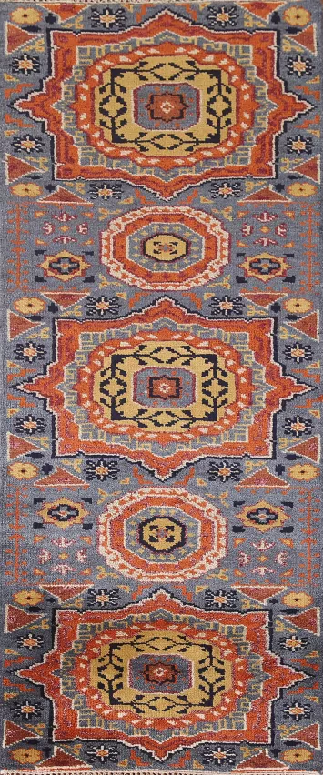 Geometric Kazak Indian Runner Rug 3x8