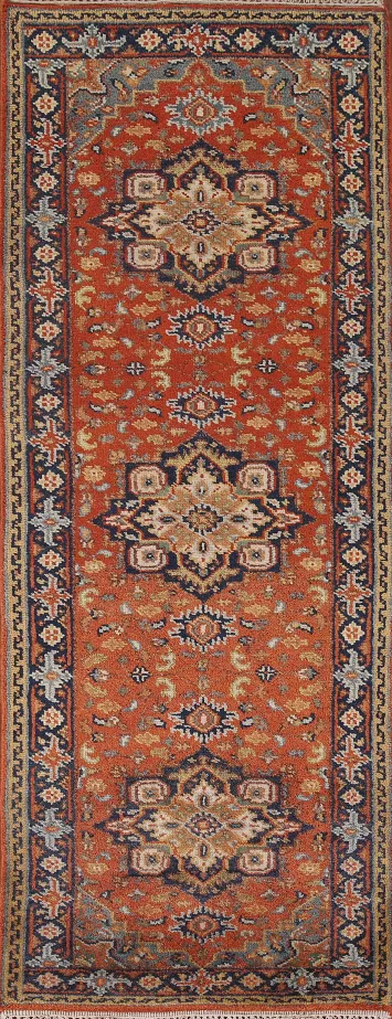 Orange Heriz Serapi Indian Runner Rug 3x8