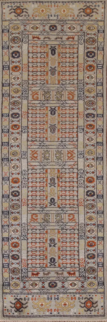 Geometric Heriz Serapi Wool Runner Rug 3x10