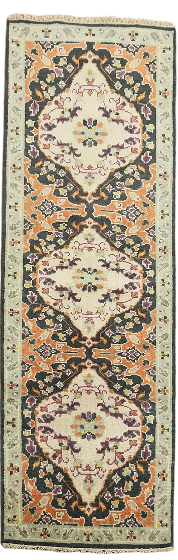 Handmade Heriz Serapi Indian Runner Rug 3x8