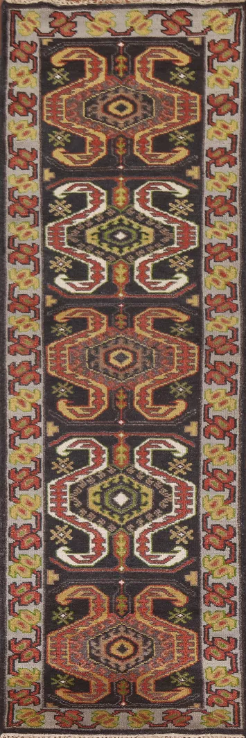 Geometric Heriz Serapi Indian Runner Rug 3x10