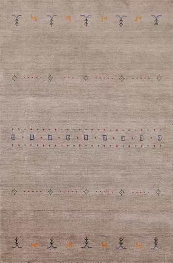 Beige Tribal Gabbeh Indian Rug 4x6