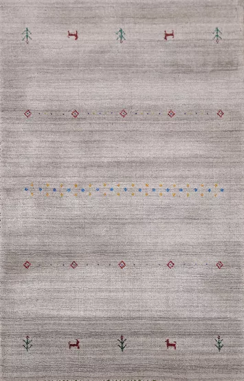 Elegant Gray Rug with Subtle Geometric and Animal Patterns 3x5