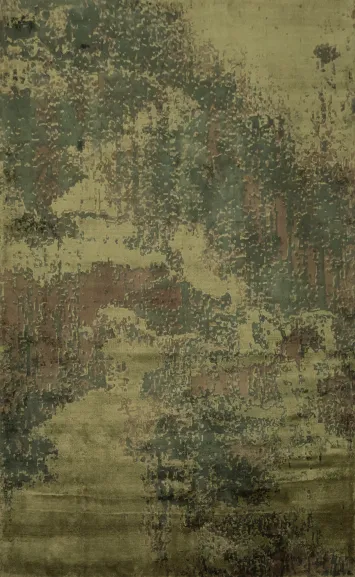 All-Over Green Modern Abstract Rug 4x6