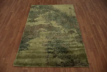 All-Over Green Modern Abstract Rug 4x6