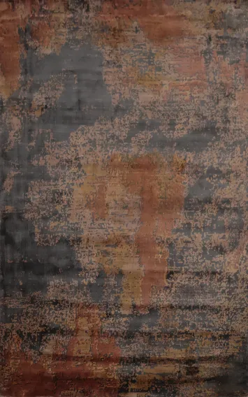 Rustic Charm Warm Tones in Abstract Indian Area Rug 5x8