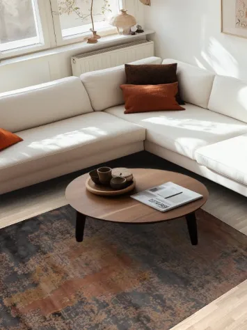 Rustic Charm Warm Tones in Abstract Indian Area Rug 5x8