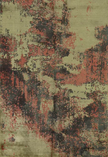 Green Handmade Abstract Rug 4x6