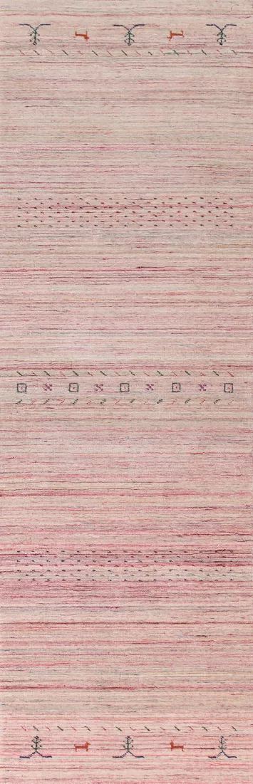 Striped Gabbeh Wool Runner Rug 3x10