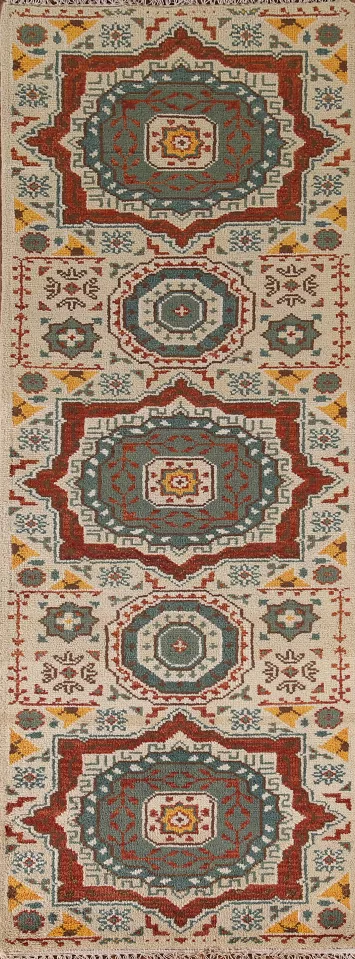 Geometric Kazak Indian Runner Rug 3x8