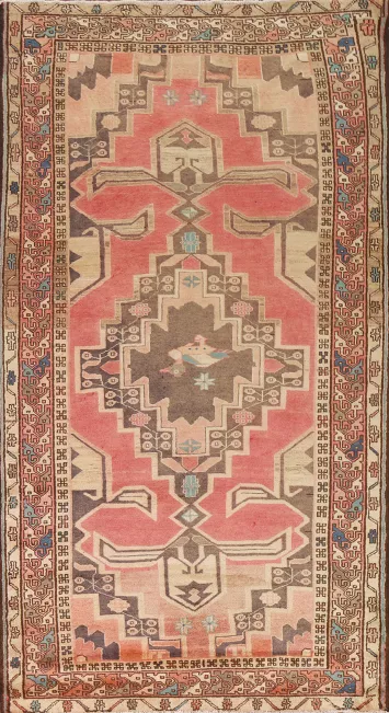 Pink Geometric Ardebil Persian Rug 5x10