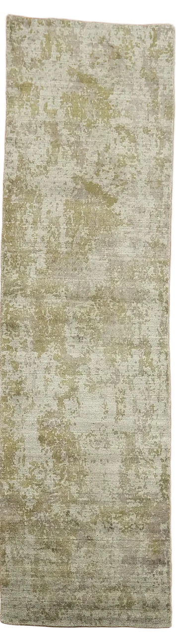 Distressed Pattern Green and Grey Long Runner for Contemporary Interiors 3'x12'