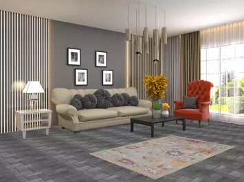 Gray Floral Oushak Oriental Rug 3x5