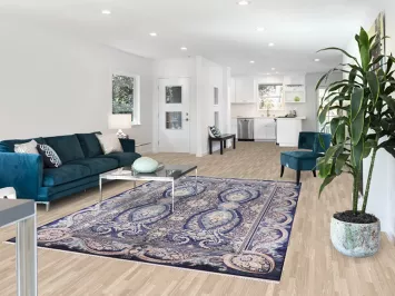 Blue Floral Qum Traditional Area Rug 6x10