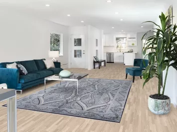 Light Blue Floral Qum Living Room Area Rug 6x10