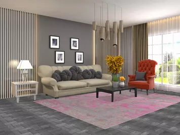 Modern Turkish Tabriz Carved Area Rug 7x9