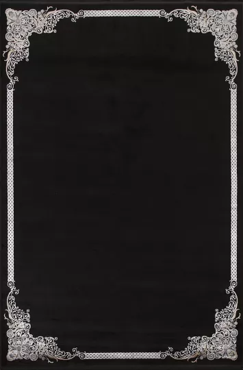 Black Tabriz Living Room Area Rug 6x10