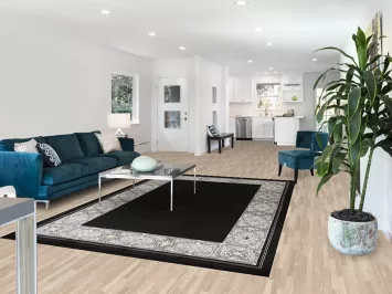 Bordered Black Tabriz Traditional Area Rug 7x10