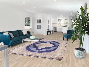 Blue Floral Qum Traditional Area Rug 6x10