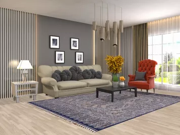 Navy Blue Qum Traditional Area Rug 7x10