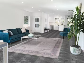 Silver Gray Qum Traditional Area Rug 6x10