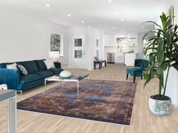 Blue Floral Qum Traditional Area Rug 7x10