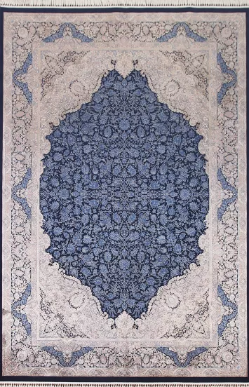 Blue Floral Qum Traditional Area Rug 7x10