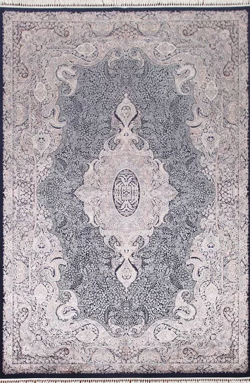 Victorian Style Blue Qum Turkish Area Rug 7x10