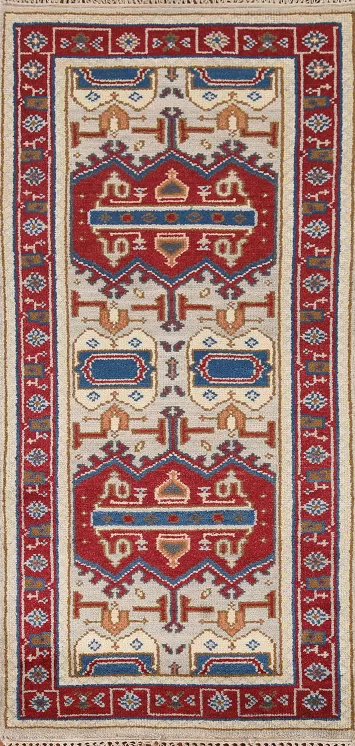 Geometric Heriz Serapi Indian Wool Rug 3x6