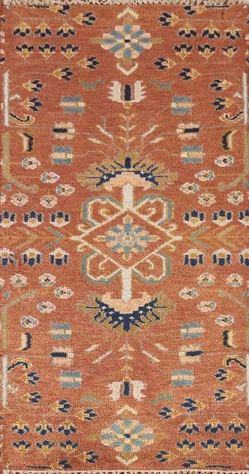 Orange Kazak Indian Wool Rug 3x6