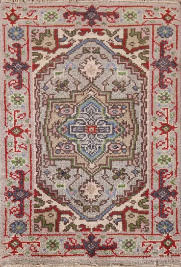 Geometric Heriz Serapi Indian Wool Rug 2x3