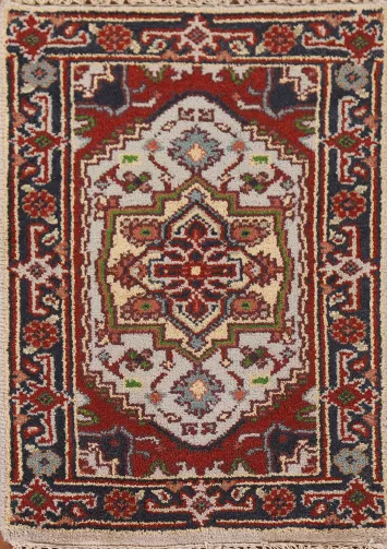 Geometric Heriz Serapi Indian Wool Rug 2x3