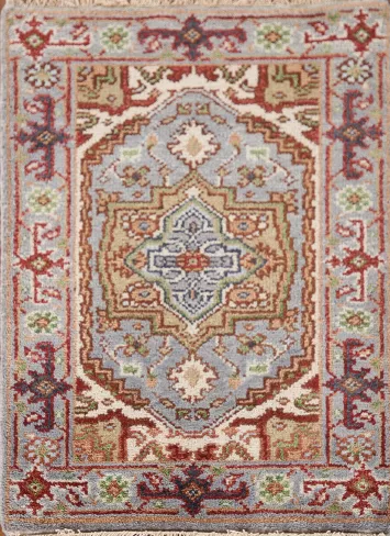Geometric Heriz Serapi Indian Wool Rug 2x3