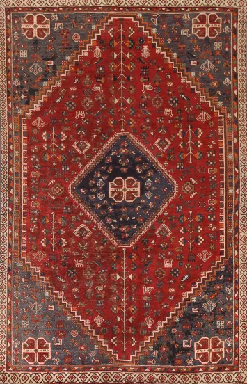 Tribal Red Wool Shiraz Persian Area Rug 6x10