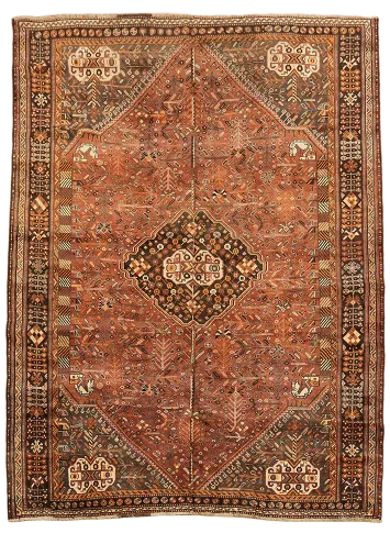 Tribal Vintage Geometric Shiraz Persian Area Rug 7x10