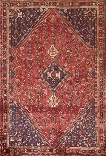 Tribal Vegetable Dye Shiraz Persian Area Rug 6x9