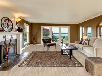 Brown Geometric Bakhtiari Persian Area Rug 7x9