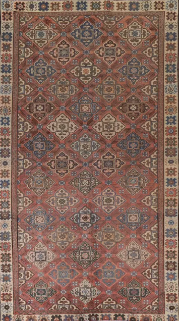 Pink Geometric Tabriz Persian Area Rug 5x10