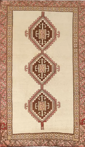 Ivory Geometric Gabbeh Persian Rug 3x6