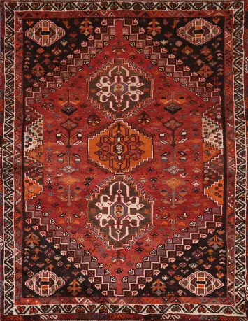 Tribal Wool Shiraz Persian Rug 4x5