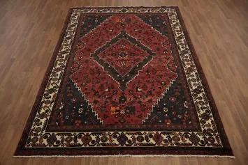 Bold Persian Shiraz Tribal Area Rug with Classic Diamond Pattern 7x10