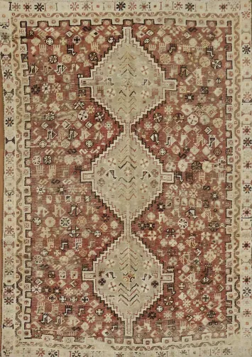Tribal Geometric Qashqai Persian Area Rug 6x9