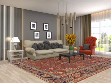 Pre-1900 Vegetable Dye Heriz Serapi Persian Area Rug 9x11