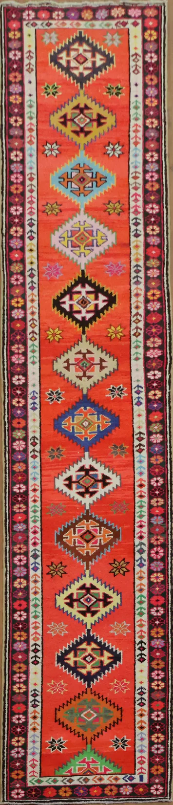 100% Silk Anatolian Turkish Runner Rug 3x12