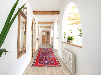 Geometric Silk Anatolian Turkish Runner Rug 3x14