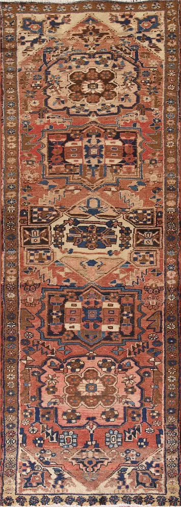 Handmade Heriz Persian Runner Rug 3x10
