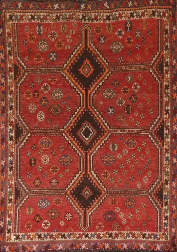 Antique Vegetable Dye Qashqai Persian Rug 5x7