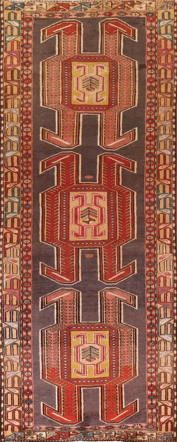 Vintage Wool Ardebil Persian Runner Rug 4x11