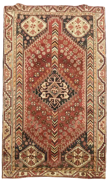 Vintage Wool Shiraz Persian Accent Wool Rug 4x6