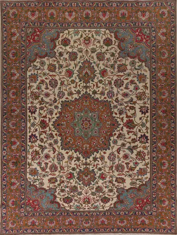 Vegetable Dye Tabriz Persian Living Room Rug 9x11